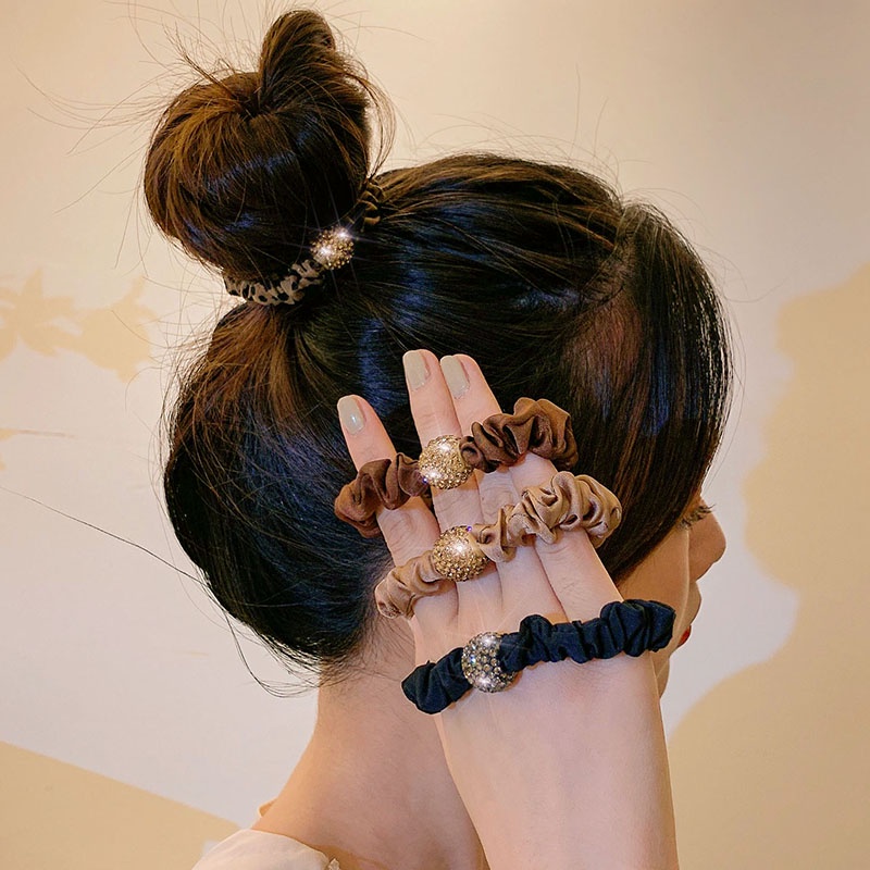 Độ co giãn cao đàn hồi hạt kim cương giả Headband màu trơn in da báo Headband