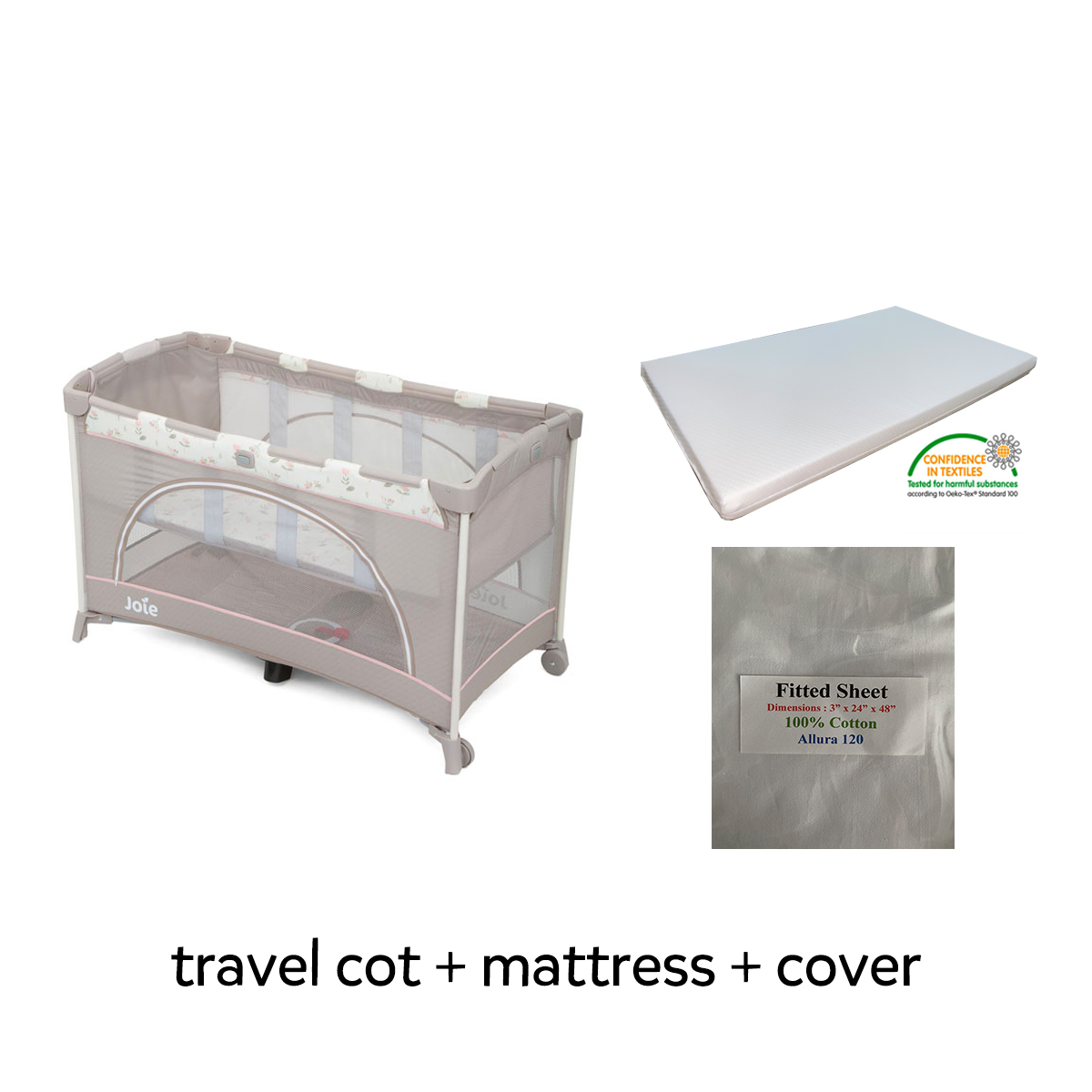 joie allura travel cot mattress size