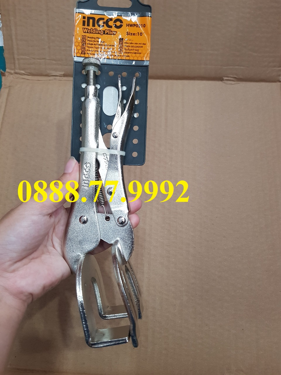 Kềm bấm hàn mỏ dẹp 10 inch Ingco HWP0210
