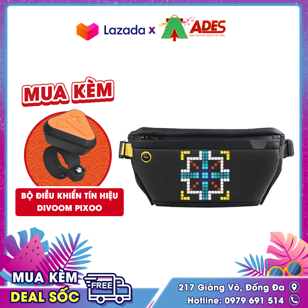 Túi divoom pixoo slingbag – túi đeo chéo màn hình led cực trendy - bảo hành chính hãng 12 tháng