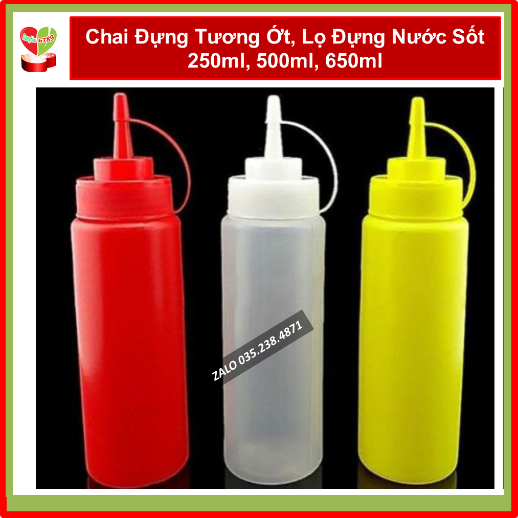 Chai Đựng Tương Ớt, Lọ Đựng Nước Sốt 250ml, 500ml, 650ml