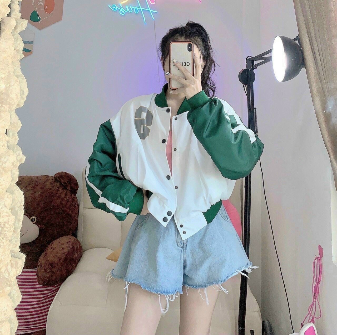 Áo Khoác BOMBER NỈ Croptop Nữ TP367