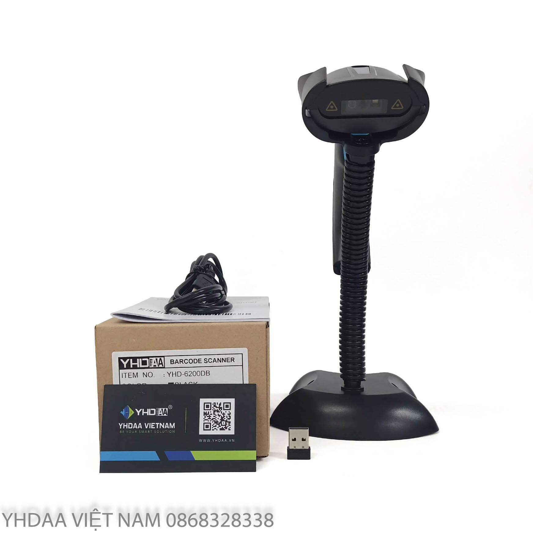 Máy quét mã vạch Bluetooth YHD 6200DB 2D, Máy đọc mã vạch Barcode(1D) Qrcode(2D) kết nối Bluetooth/ USB/ Có dây, Đầu đọc mã vạch 1D 2D dùng trên Điện thoại, Ipad, Máy tính, Laptop