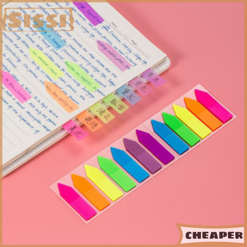 Sissi 100 Sheets Arrow Shape Fluorescent paper Self Adhesive Memo Pad Sticky Notes