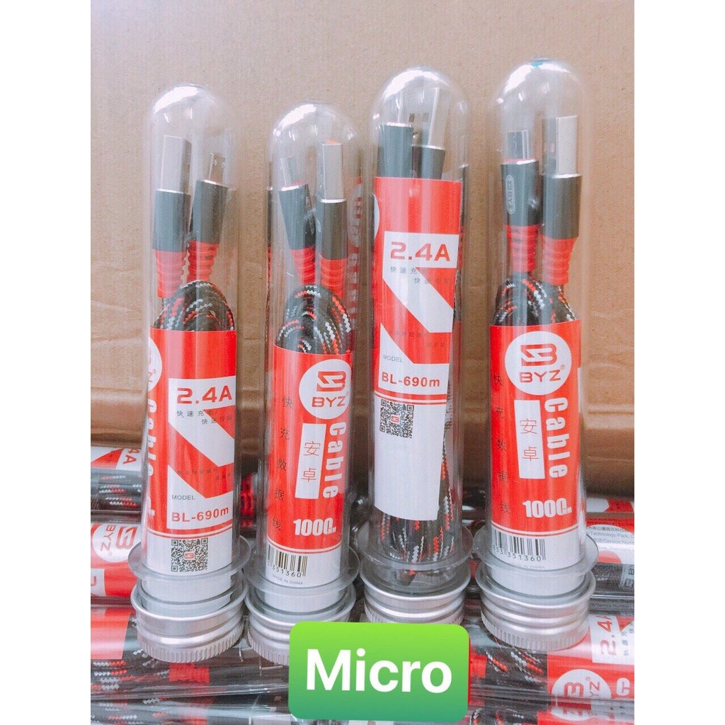 CÁP SẠC NHANH BYZ dây dù micro type c lightning