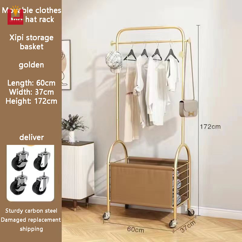 YONUO Movable coat rack Hanging clothes rack Bedroom living room floor