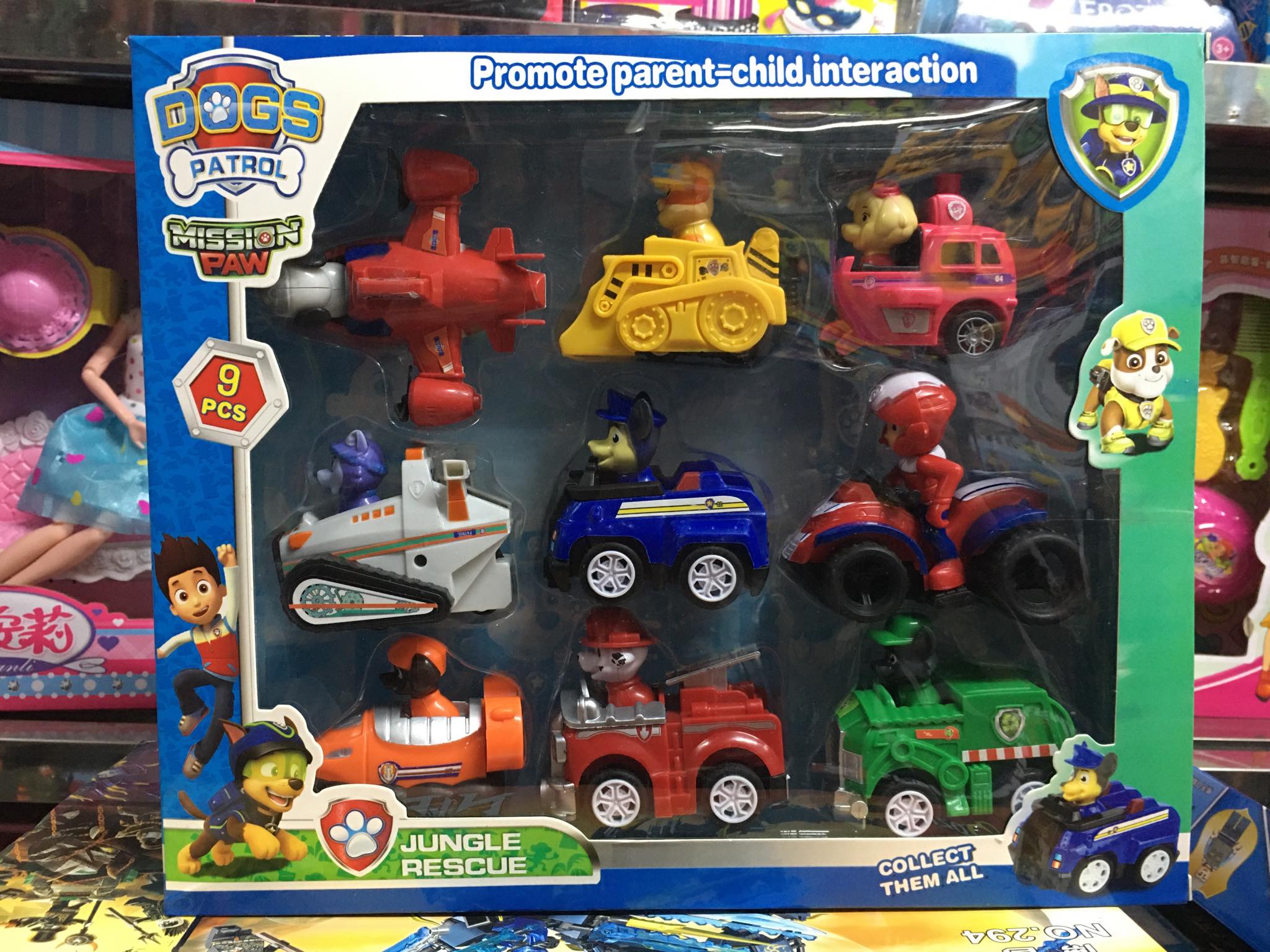 Jungle Rescue Bộ 9 xe đồ chơi đội chó cứu hộ chạy bằng đà A11 999