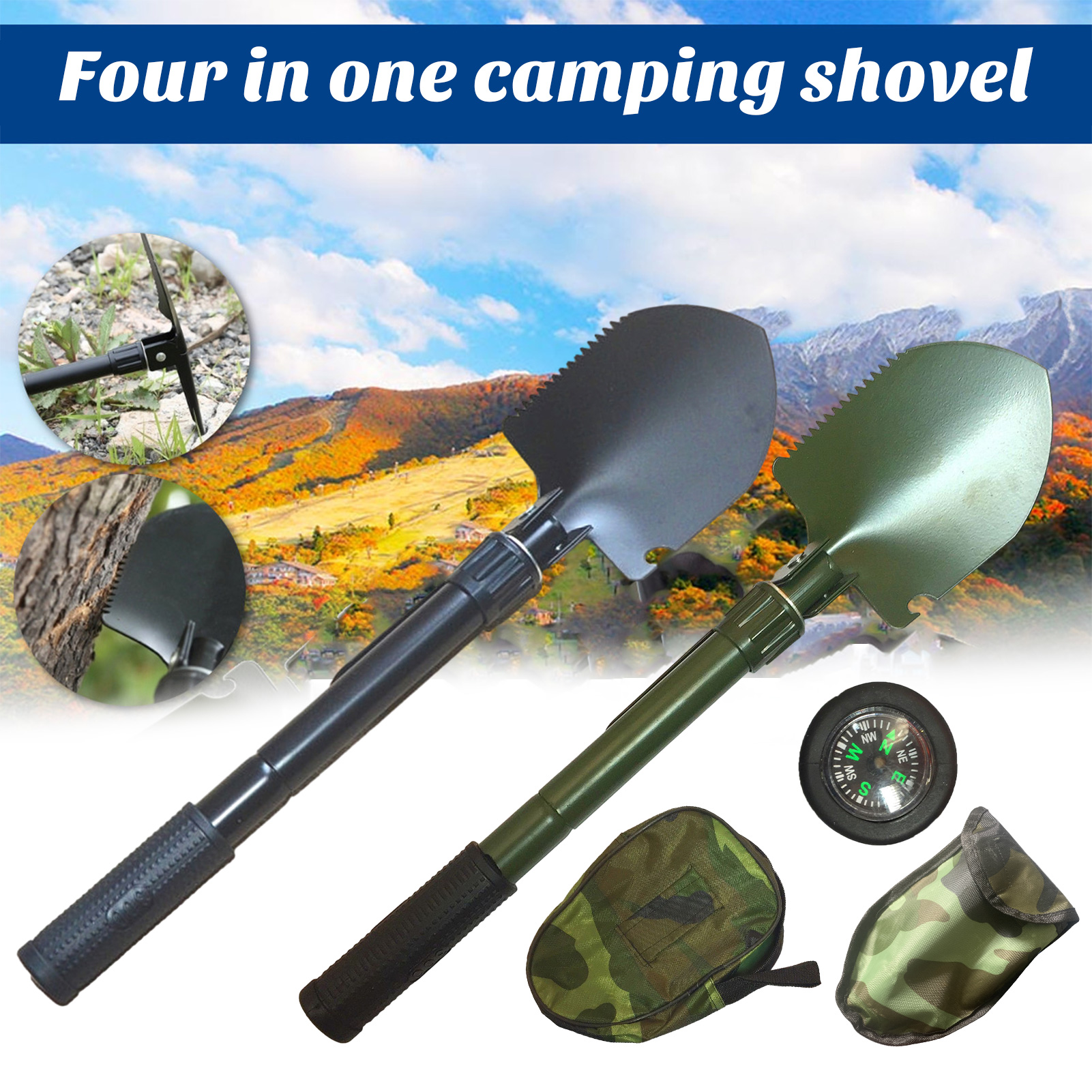 Multi-functional Folding Shovel Portable Shovel for Backpacking Portable Military Folding Shovel with Tactical Carry Case Essential Outdoor Camping Tool for Adventurers