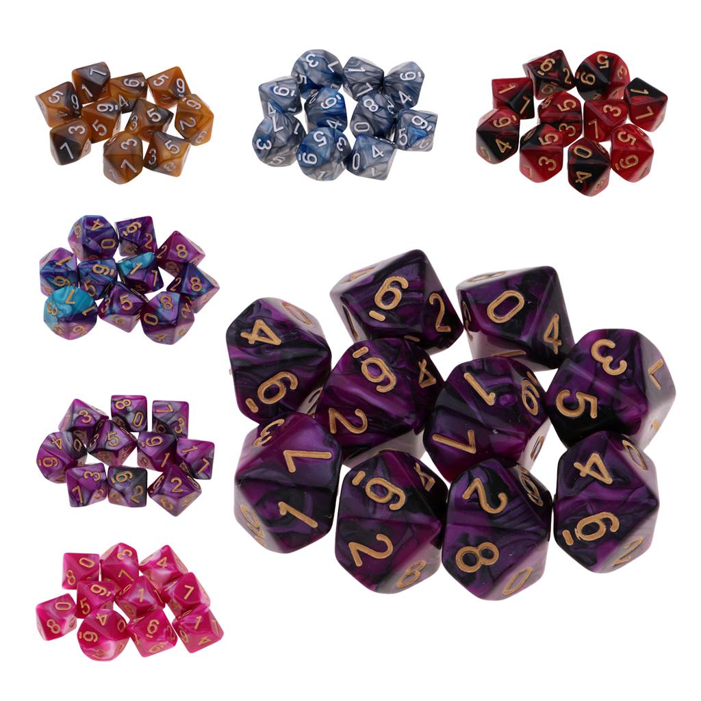 10Pieces 10 Sided Dices D10 Polyhedral Dice Set DND RPG MTG Table Board Game Dice for Teaching Math Entertainment Toys