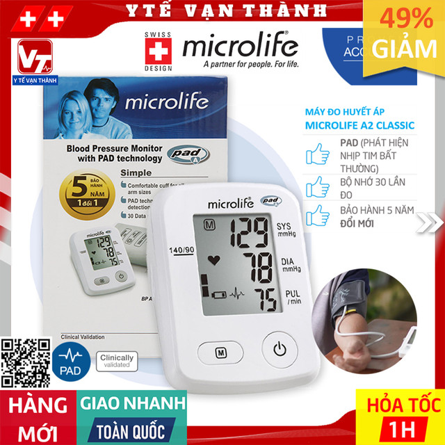 ✅ Máy Đo Huyết Áp Bắp Tay Microlife A2 Classic | Thụy Sĩ - Bảo hành 5 năm -VT0013 - Y Tế Vạn Thành
