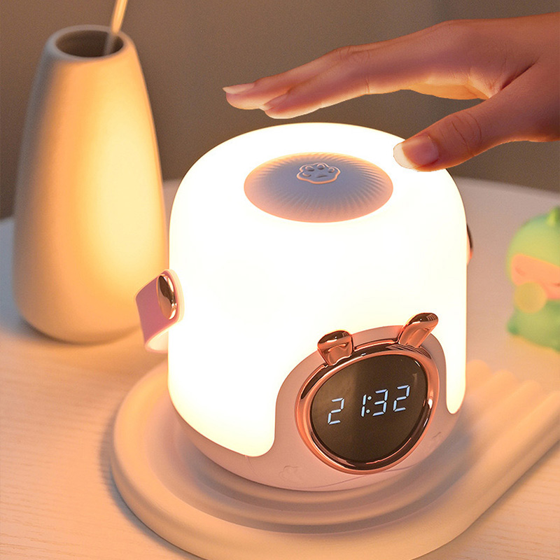 Night light ABS portable clock light home intelligent remote control USB charging digital display alarm clock eye protection atmosphere night light