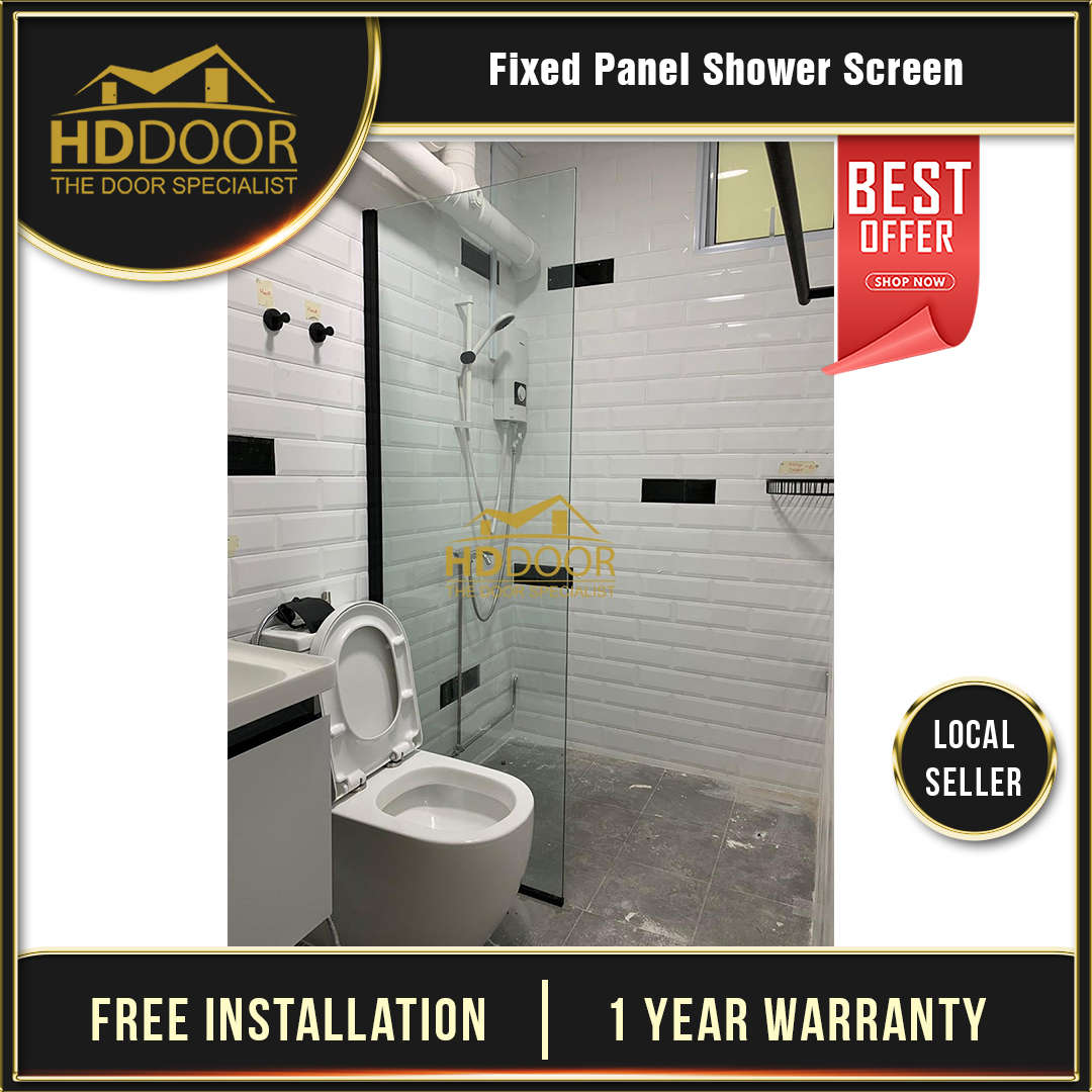 Fixed Panel Shower Screen Toilet Glass Door Toilet Shower Screen