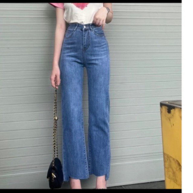 KCS⭐Baggy jeans ống đứng co giãn gấu xéo🔉