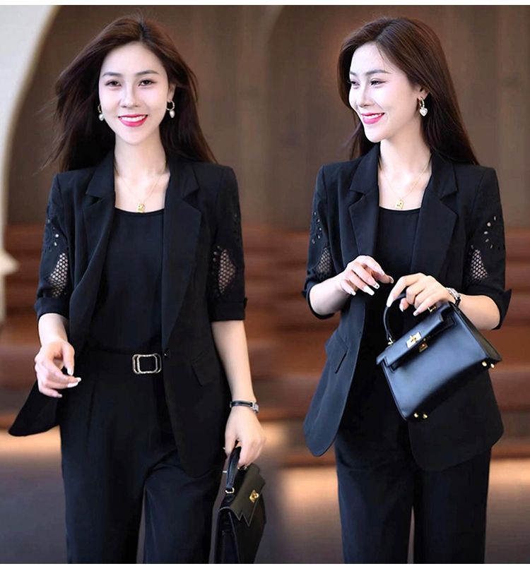 Professional suit three piece set for women's new fashionable slimming and Western style Harlan pants set