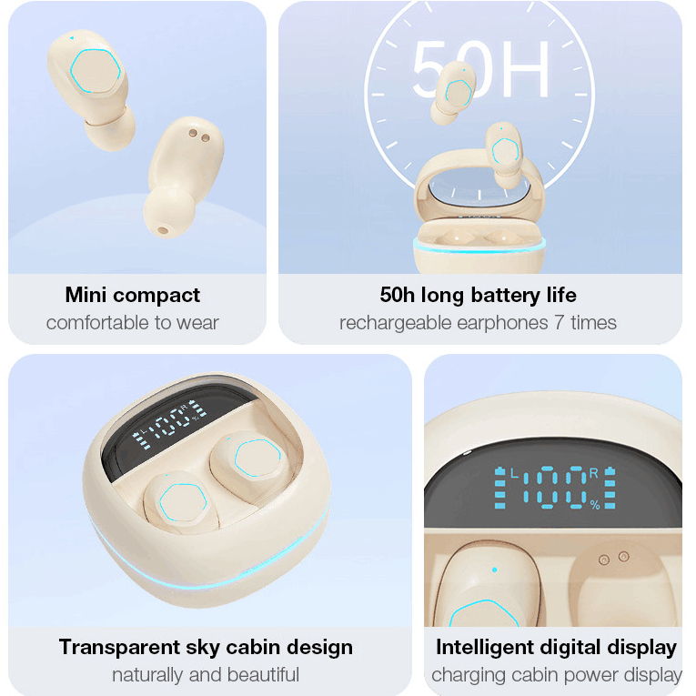 Wireless Earbuds 8H Continuous Playtime Bluetooth Ear Buds, IPX5 Waterproof Stereo Sound Bluetooth Wireless Headphones with Microphone and Charging Case with 40H Playtime Capacity for Android iOS