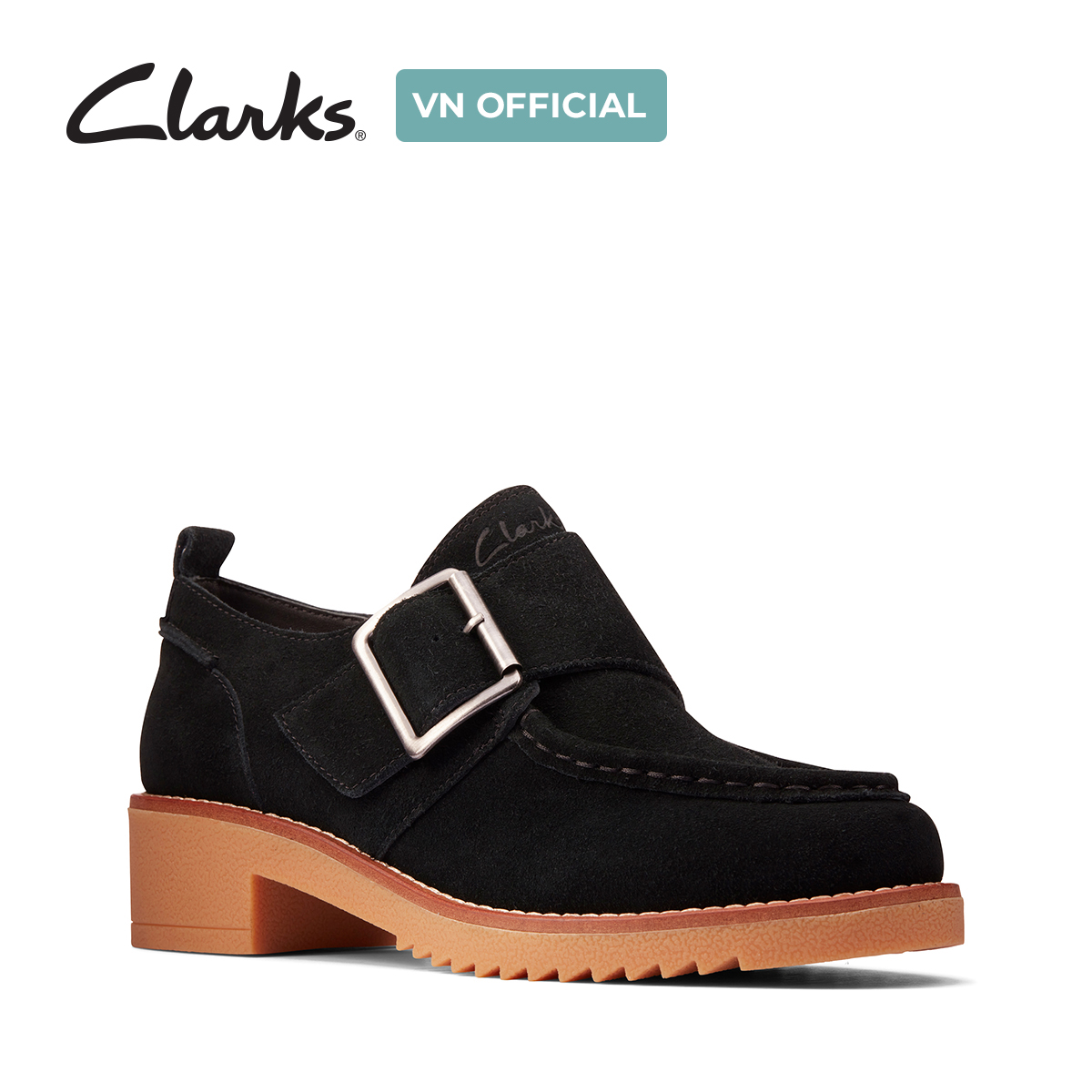 Giày Cao Gót 4cm Da Lộn Nữ Clarks - Eden Mid Monk