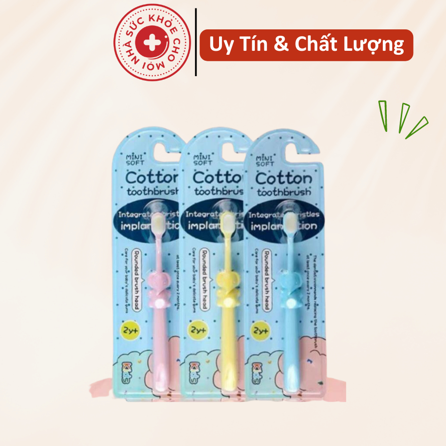 Bàn chải đánh răng cotton cho bé tập đánh răng sợi lông tơ siêu mềm
