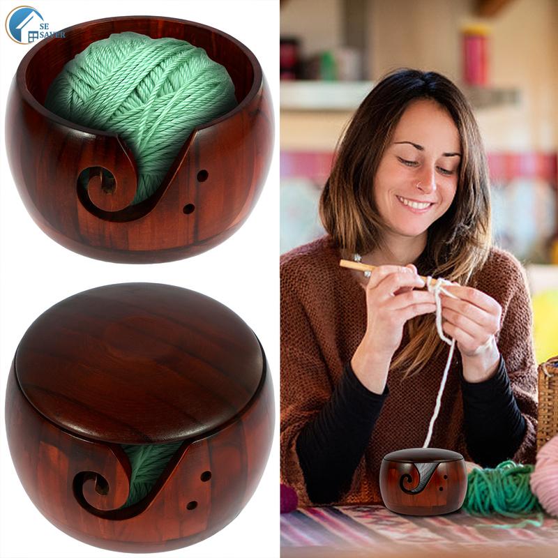 Wooden Yarn Box Yarn Holder Handmade Wooden Yarn Holder With Holes