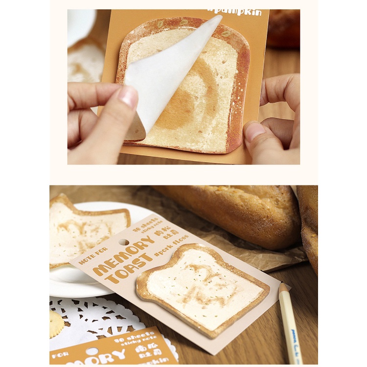 Cdaily|30pcs Memory Bread Sticky Notes Cute Sticky Notes Student Sticky Notes Paper Message Paper Memo Portable Small Notebook