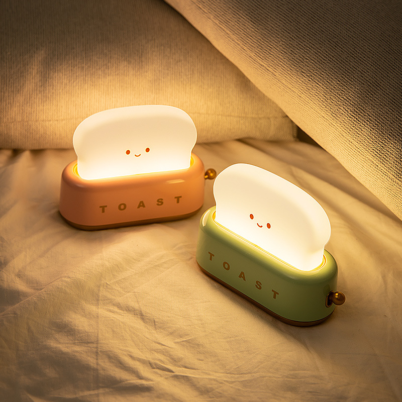 Máy làm bánh mì đèn ban đêm Không Dây đèn ngủ đèn bàn sáng tạo Sạc Mờ Chiếu Sáng LED ánh sáng ấm áp Phòng Ngủ Cạnh Giường Thời Gian Đèn