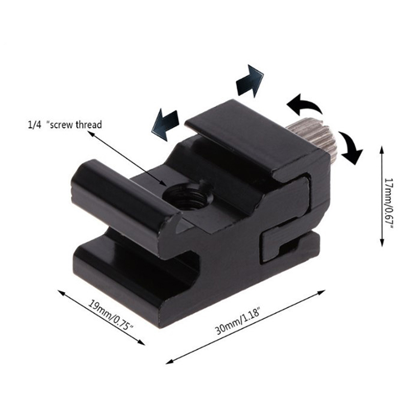Hot Shoe Flash Bracket Camera Metal Cold Shoe Mount Adapter 1/4 Tripod Screw. 