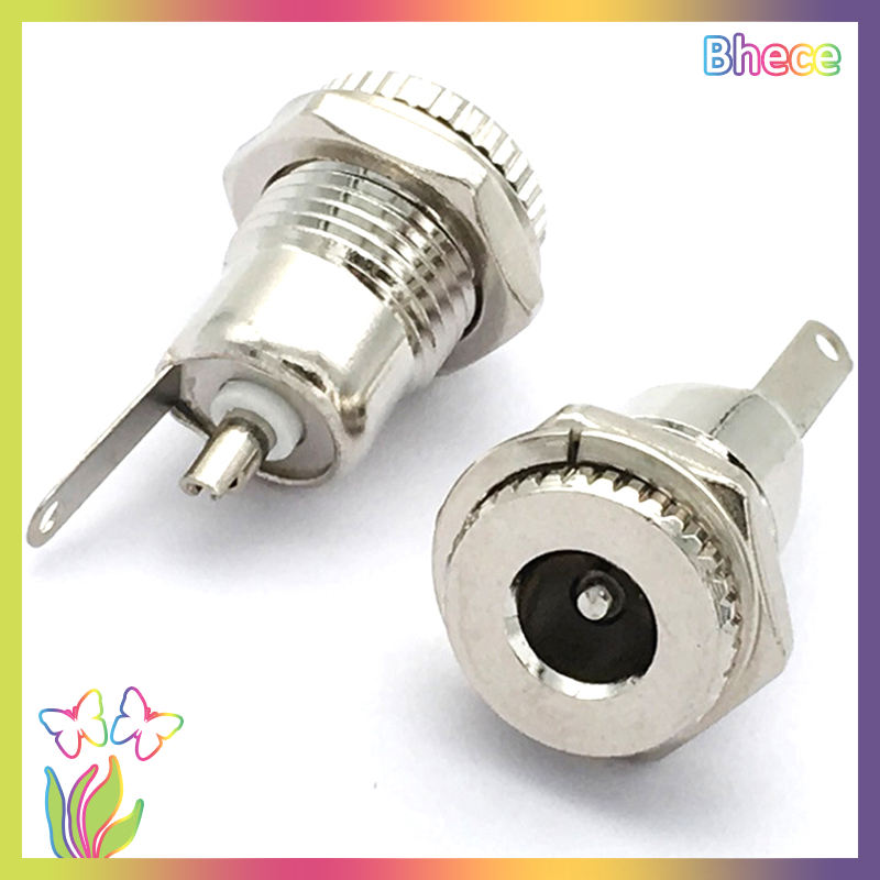 Bhece 10Pcs Metal 5.5 x 2.1mm DC Power Female Jack Panel Mount Socket Connector