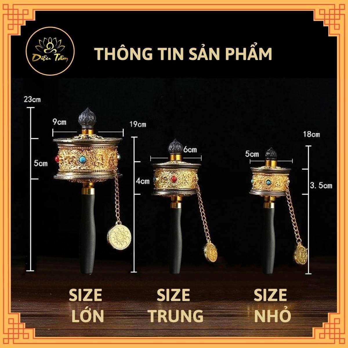 Kinh Luân cầm tay Om Mani Padme Hum - Bánh xe Mani Kinh Luân Tây Tạng cầu bình an, tài lộc pháp khí mật tông