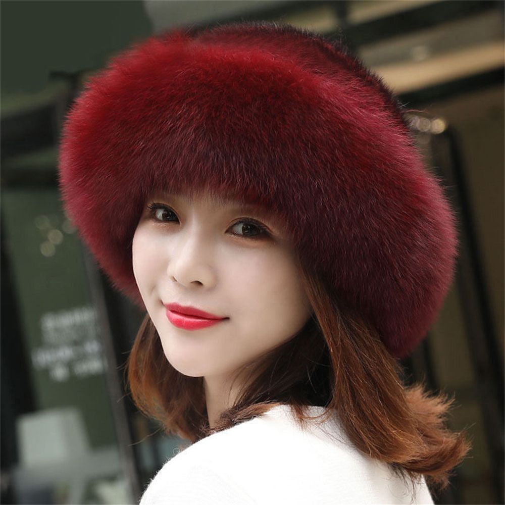 Nniweei bịt tai áo khoác dạ phụ nữ mũ ấm mũ lông giả mũ nồi mũ lông giả giả fox