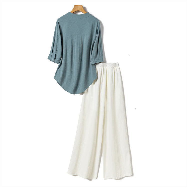 Set bộ sơ mi ống rộng bigsize - BS322c