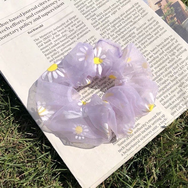 Dây buộc tóc, cột tóc vải scrunchies HOA CÚC siêu đẹp