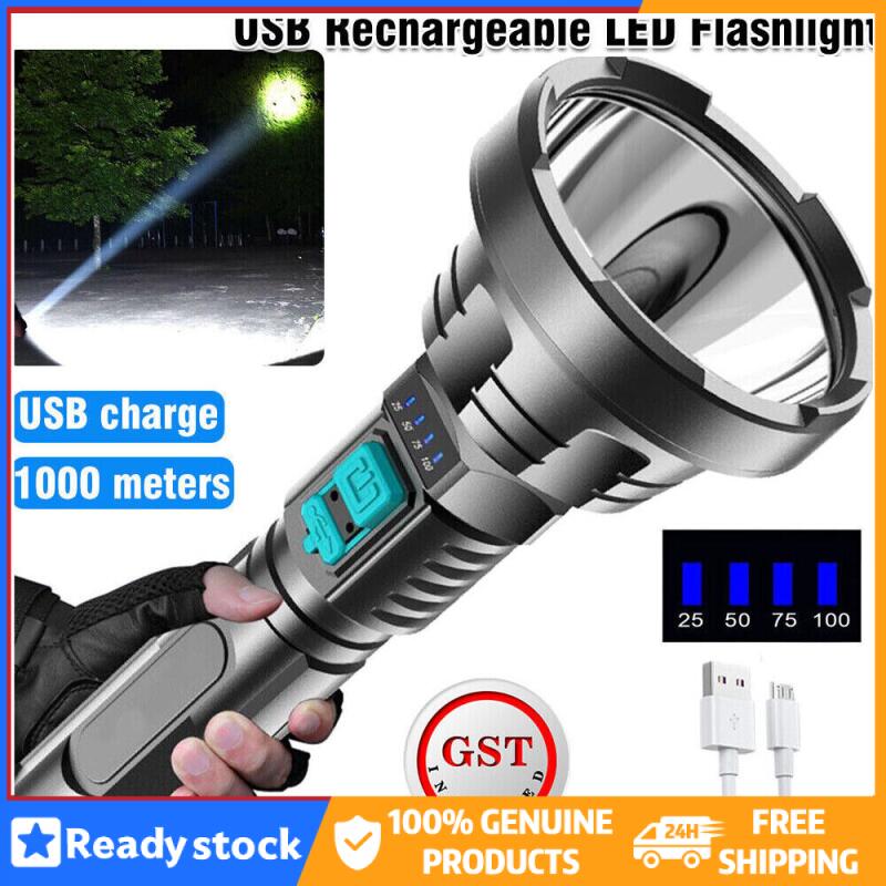 1200mah LED Flashlight Rechargeable USB High Powered Super Bright Torch Lamp IPX6 Waterproof Flashlight for Camping Fishing OUA3758