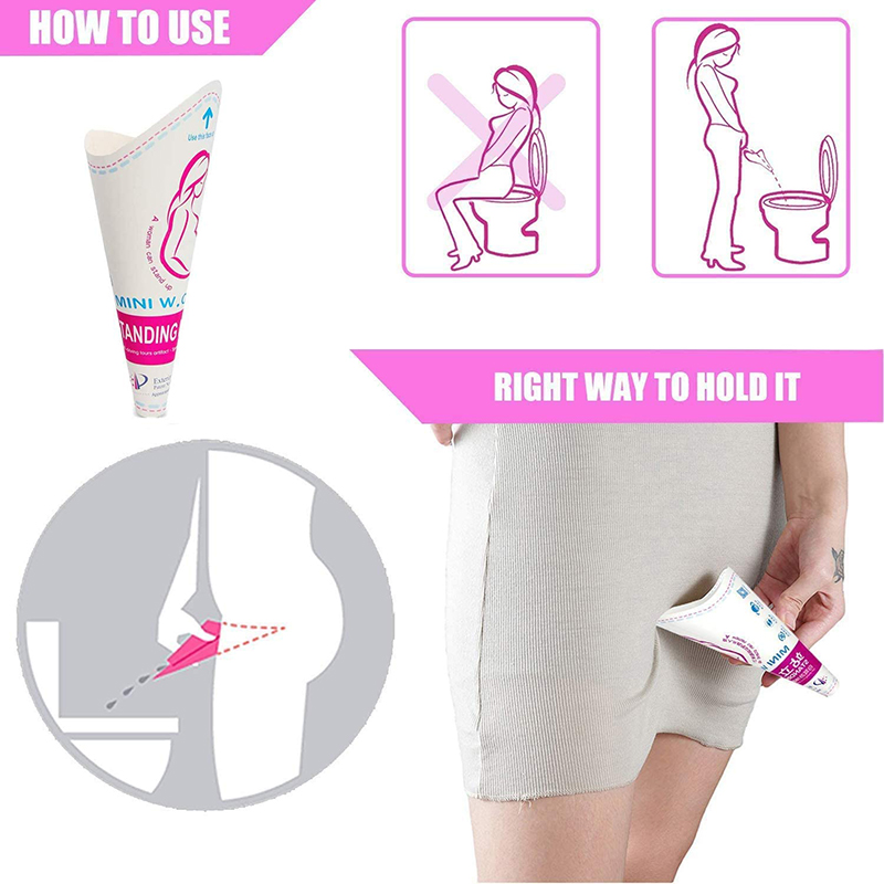 12pcs Women Urinal Outdoor Travel Camping Portable Female Urinal Paper Stand Up Pee Outdoor Toilet. 