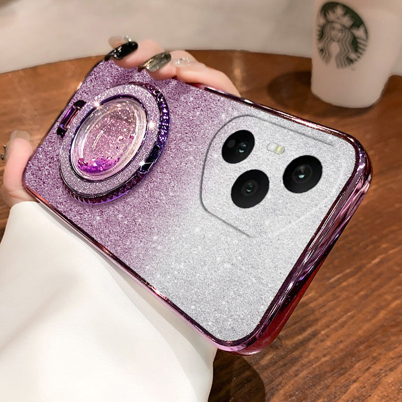 Phone cover Honor 400Pro Back case with Liquid Glitter Quicksand hourglass Stand Holder Luxury Shiny Gradient Plating Girls Slim For Honor 400 Pro Phone cases. 