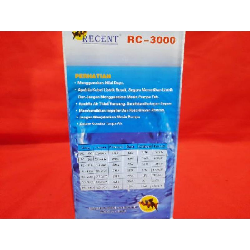 RECENT AA 3000/RECENT RC 3000 Pompa aquarium kolam RECENT RC/AA 3000