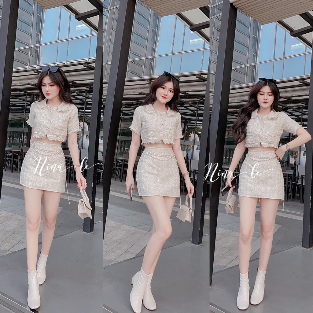 SET ÁO CROPTOP BỐ DẠ NHIỀU MÀU + CHÂN VÁY (KÈM ẢNH VÀ CLIP THẬT)