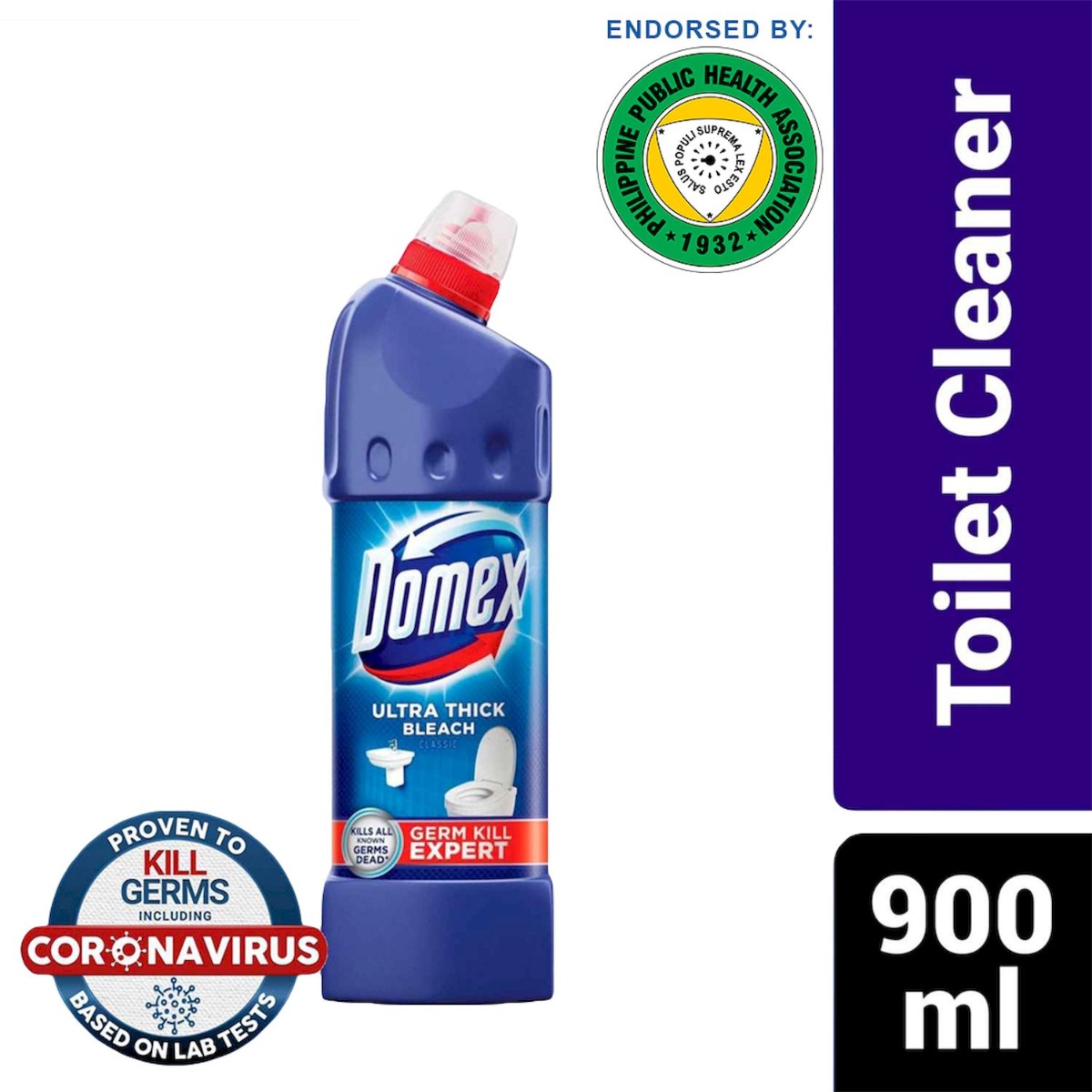 Domex Classic Ultra Thick Bleach Germ Kill Toilet Cleaner Liquid 900ml