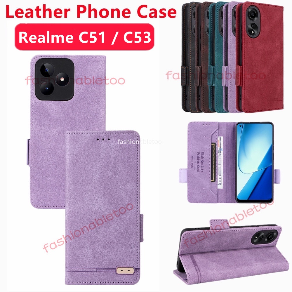 Bằng da nắp gập Ốp điện thoại cho realme C51 realmec51 realme C53 realmec53 khung vỏ vỏ lưng chống sốc