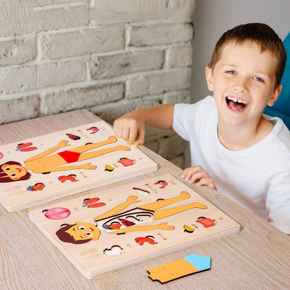 Kids Human Learning Toy Multi-Layer Wooden Human Body Puzzle Activities ...