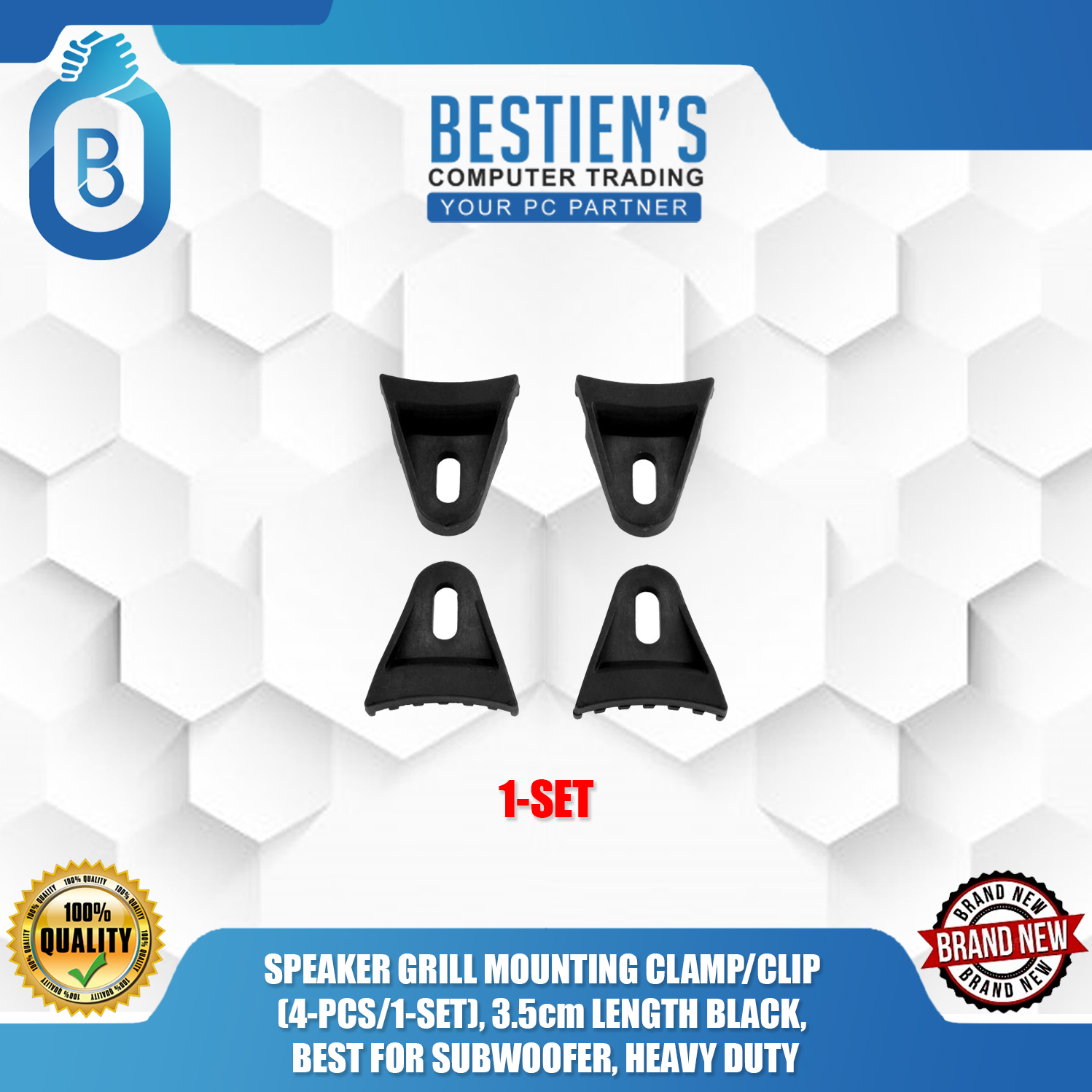 SPEAKER GRILL MOUNTING CLAMP/CLIP (4PCS/1SET), 3.5cm LENGTH BLACK