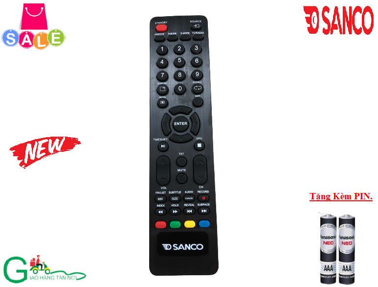 Remote Điều khiển từ xa dành cho tivi Sanco LED/LCD/Smart- Hàng chất lượng tốt tốt, mới 100% -Tặng kèm Pin