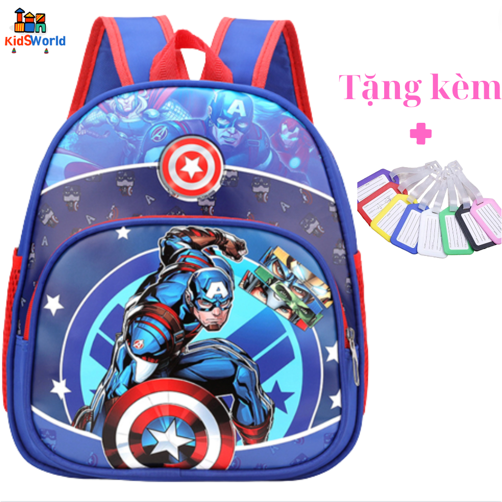 Balo mẫu giáo, balo mầm non cho bé trai, bé gái hình siêu nhân captain american, siêu nhân nhện, chú chó cứu hộ
