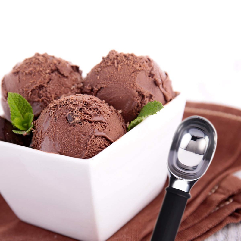 Premium Ice Cream Scoop, Dishwasher Safe with Comfortable Handle, Heavy Duty Durable Design, Professional Kitchen Tool for Stuffing, Cookie Dough, Sorbet Black
