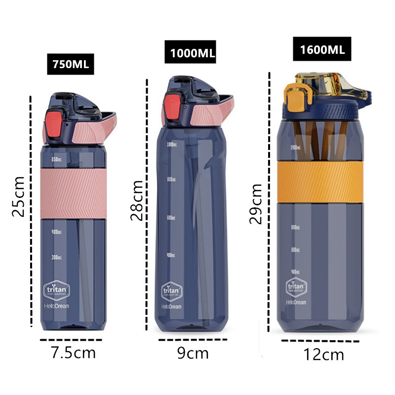 Bình Nước Thể Thao 1600Ml 1000Ml / 750ml Chất Lượng Cao vb