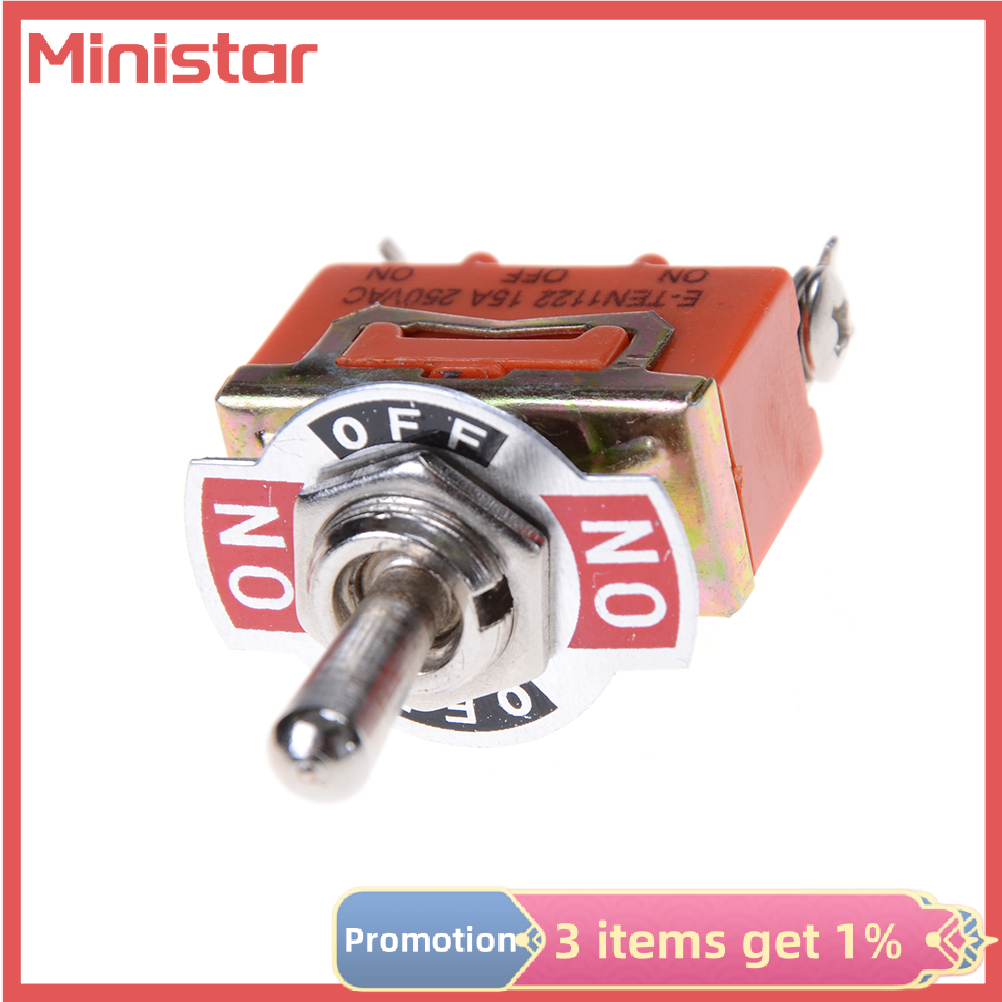 Ministar 3 Terminals Orange SPDT Locking Toggle Switch 250V 15A ON-OFF-ON