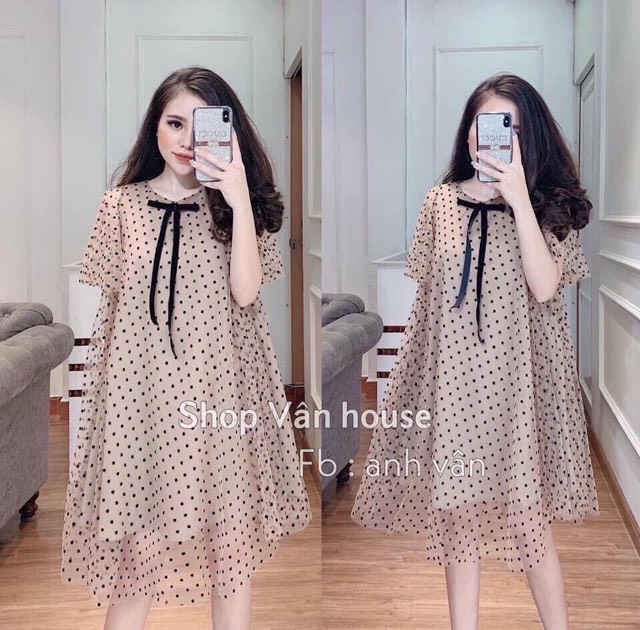 Đầm Bầu Babydoll Chấm Bi Cực Xinh