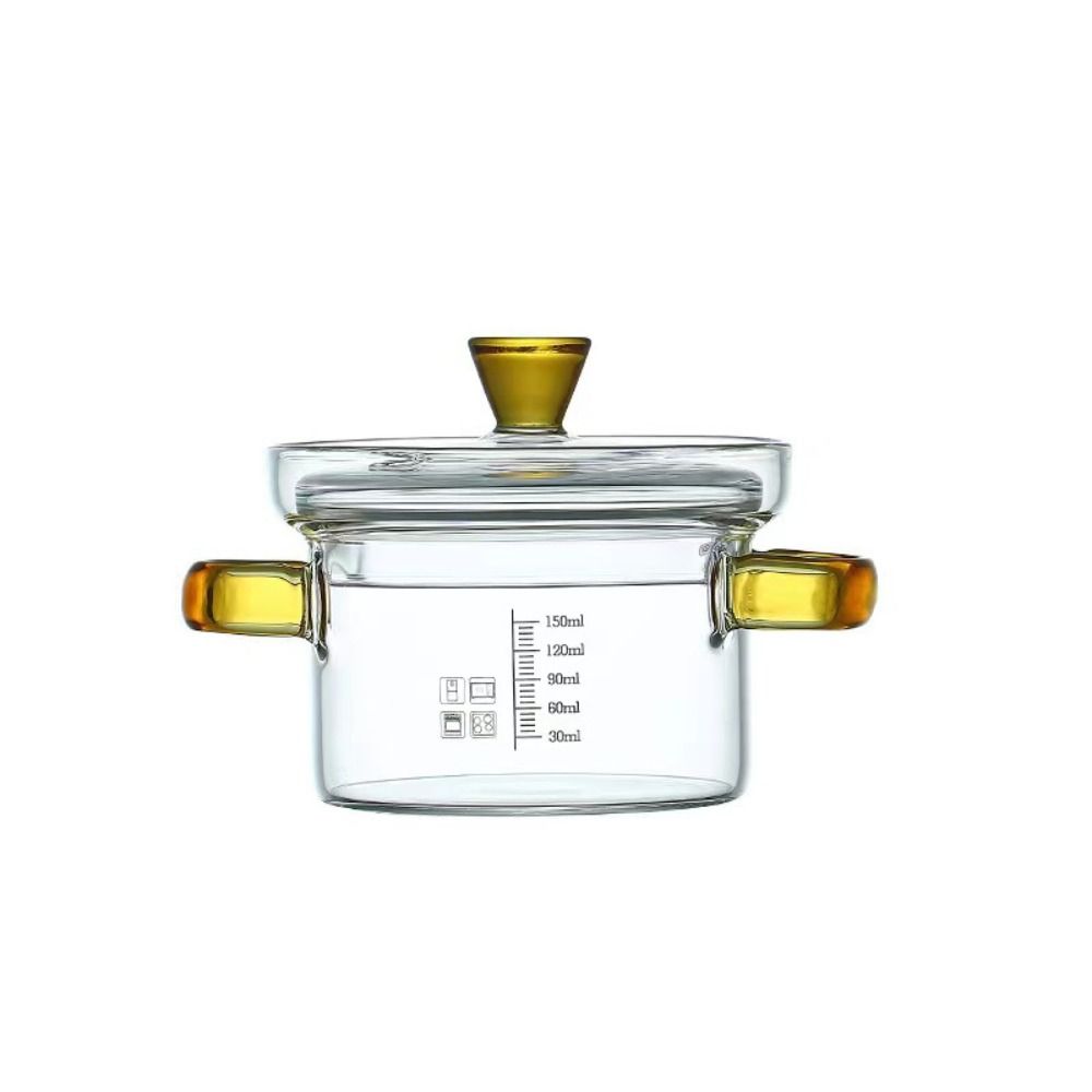 1pc 150/300/450ML Transparent Glass Stockpot Binaural Soup Pot