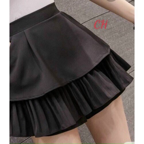 Chân váy xếp ly 2 tầng cạp chun co dãn, chân váy xoè tặng kèm quần trong