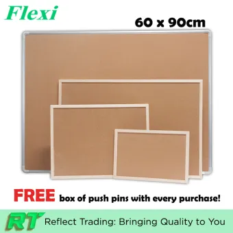 Flexi 60 X 90cm Wood Frame Cork Board With Free Push Pins Lazada Singapore