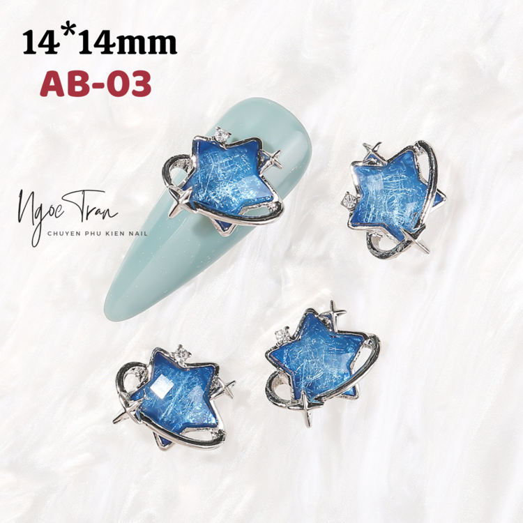 Charm bạc đính đá đủ màu trang trí móng tay ab