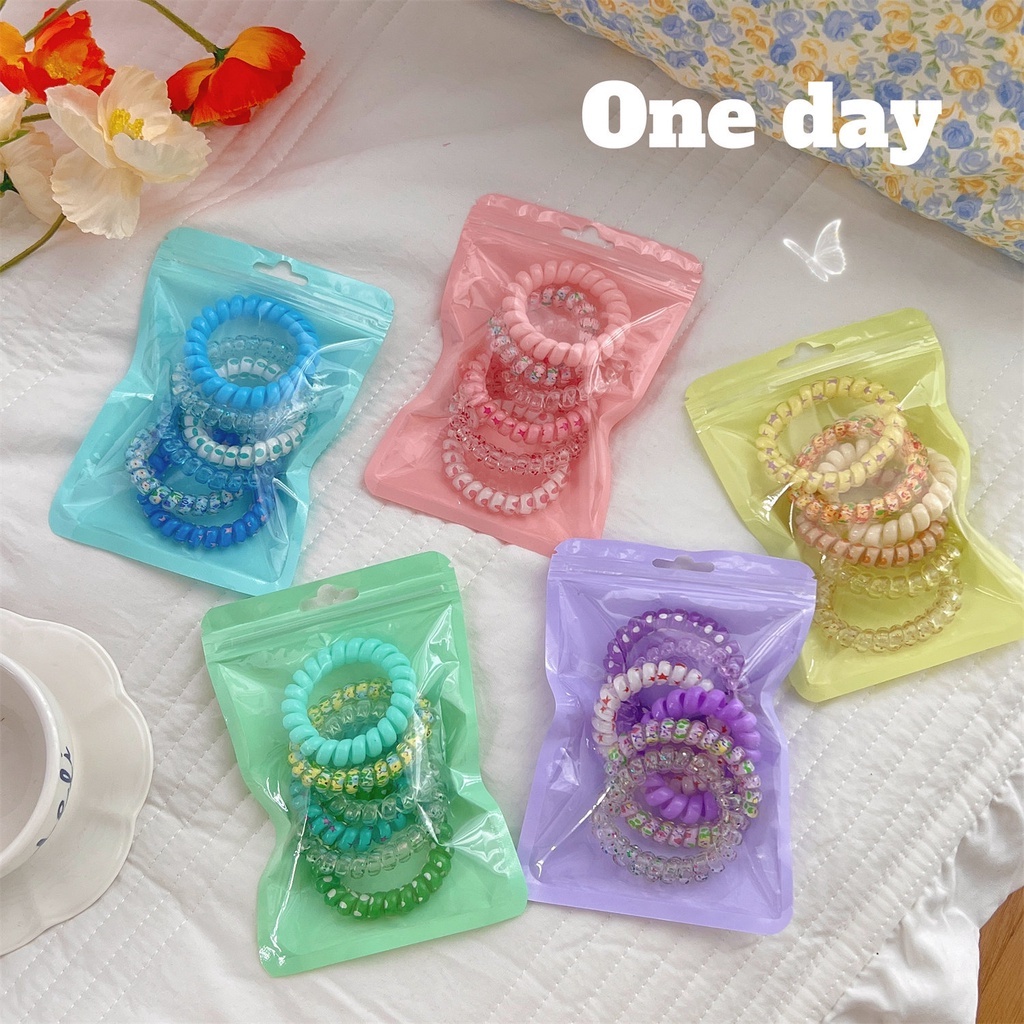 Set 6 dây cột tóc lò xo nhiều màu sắc dễ thương